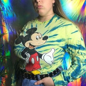Green Disney Tie Dye Mickey Long Sleeve Shirt